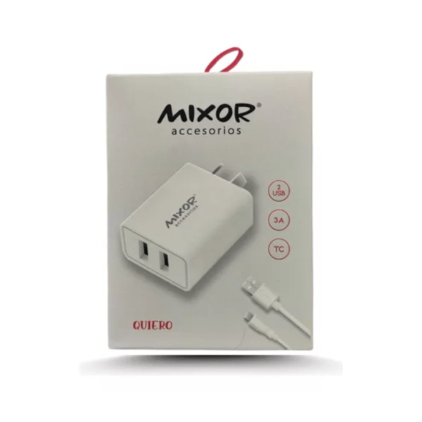 CARGADOR 220V MIXOR QUIERO 2USB 3Am "TC" 3x7000